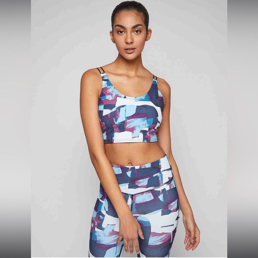 Fourlaps NWT Poise Longline Bra in Abstract Landscape Print W/adjustable Straps.